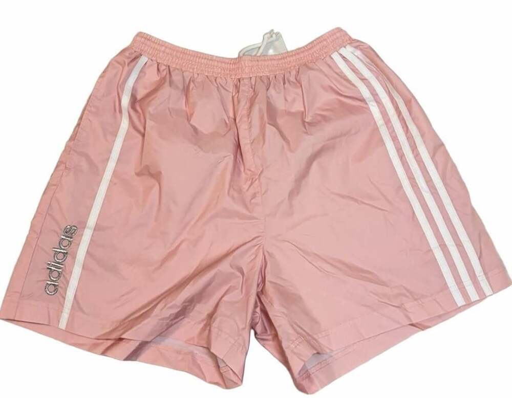 Adidas Pink Nylon Shorts 3 Stripe Retro Y2K Athletic Running Vintage Style M